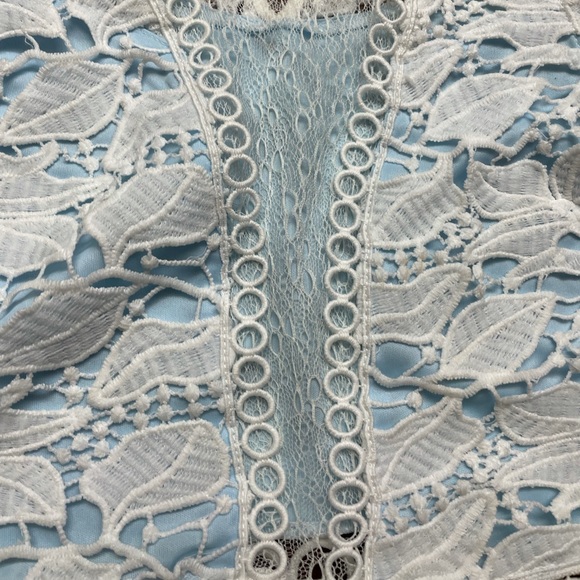 LUSH Baby Blue and White Lace Skirt and crop top! New. - Picture 9 of 13